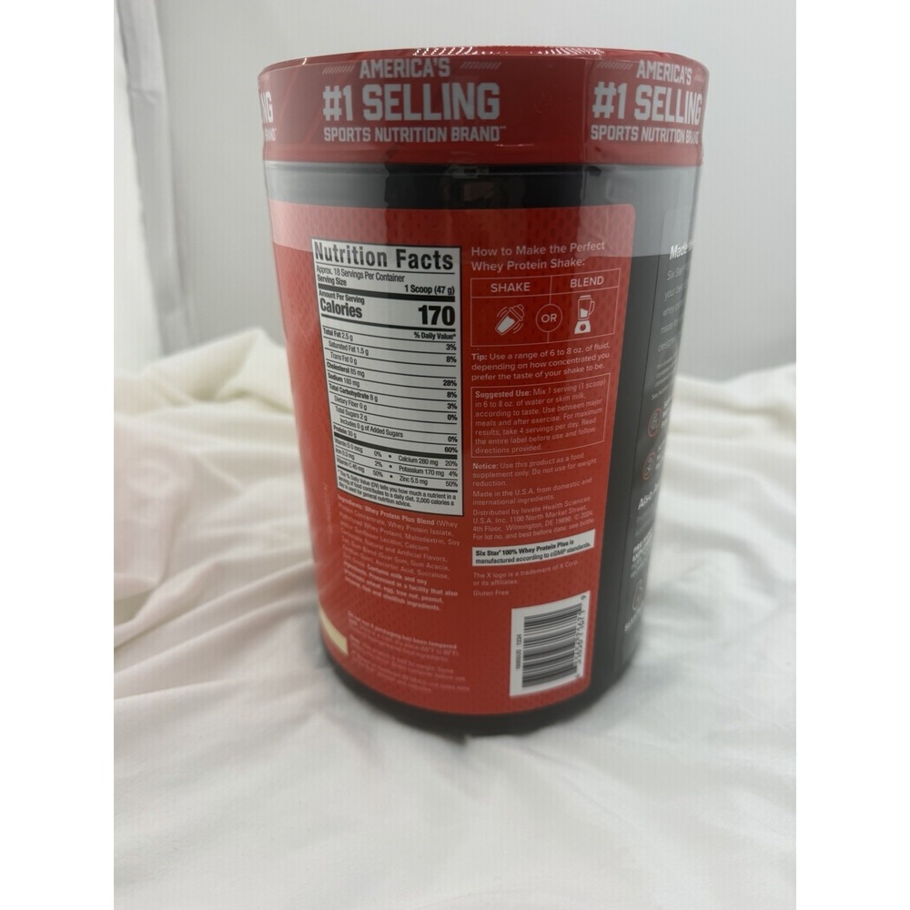 SixStar 100% Whey Protein Plus 30g VANILLA CREAM Flavor 1.81lbs- NEW SEALED- - Picture 2 of 4